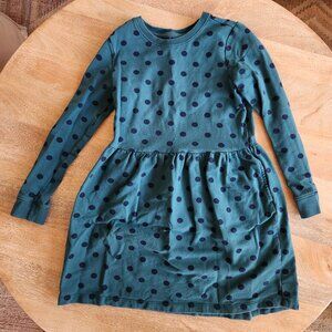Primary Kids Cozy Long Sleeve Pocket Dress in Polka Dot - Size 8-9